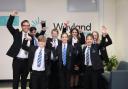 Glen Allott and pupils from Wayland Academy celebrate its Ofsted success