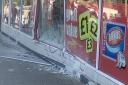 A Mercedes crashed into Swaffham's Iceland store's windows on Tuesday morning (June 21)
