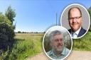 Both councillor Timothy Birt, lower inset, and George Freeman MP had raised objections to the plan to build the 54 homes on land off Swaffham Road, on the edge of Watton.