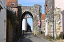 The imposing Bailey Gate at Castle Acre