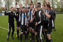 Swaffham Town players celebrate promotion to the top flight of the Thurlow Nunn League Picture: EDDIE DEANE
