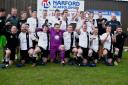 Swaffham Town celebrate with the Thurlow Nunn First Division runners-up shield following their 5-1 home win over Woodbridge Town Reserves at Shoemakers Lane. Picture: Eddie Deane