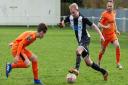 Ben Coe on the attack for Swaffham Town on his debut Picture: EDDIE DEANE