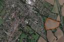 A map showing where Crocus Homes intend to build 150 new properties. To the west is Swaffham town centre