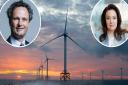 The halting of work on the Norfolk Boreas wind farm has been labelled a 'significant blow'. Inset: Waveney MP Peter Aldous and Vattenfall president and chief executive Anna Borg