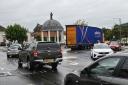 Heavy traffic as a lorry passes through London Street in Swaffham