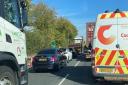 Traffic was at a standstill on the A14 as a result of the incident