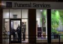 Police and forensics officers were at the East of England Co-op Funeral Services this evening