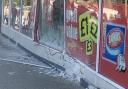 A Mercedes crashed into Swaffham's Iceland store's windows on Tuesday morning (June 21)