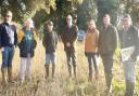 Breckland Council leader Sam Chapman-Allen (second right) and fellow councillor Ian Sherwood (centre) met farmers from the Breckland Farmers Wildlife Network