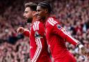 Marcus Rashford celebrates with Bruno Fernandes (David Davies/PA)