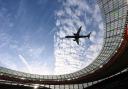 Flight-tracking service Flightradar24 estimated that the lead jet passed some 41 to 46 feet (12 to 14 metres) above the roof of Cape Town Stadium (AP)