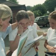 GCSE result's day at Swaffham Convent school, August 1997.