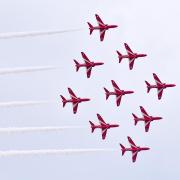The Red Arrows flew over Norfolk at the weekend. Pictured is the display team over Great Yarmouth in 2018