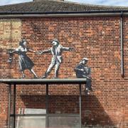 A Banksy artwork on Admiralty Road in Great Yarmouth