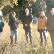 Breckland Council leader Sam Chapman-Allen (second right) and fellow councillor Ian Sherwood (centre) met farmers from the Breckland Farmers Wildlife Network
