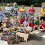 Pupils in Fry class at Caston C of E Primary Academy raised more than £100 for Watton food bank through a sponsored walk