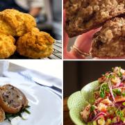 Four chefs submitted their Norfolk Day recipes to us. From top to bottom clockwise, Charlie Hodson's Norfolk Day scones, Jaime and Stephanie Garbutt's oatmeal cookies, Richard Bainbridge's lamb and Norfolk samphire and Richard Hughes' Sheringham lobster