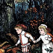 From Project Gutenberg's The Babes in the Wood, illustrated by Randolph Caldecott. Credit Project Gutenberg.