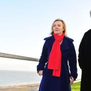 Environment secretary Liz Truss meeting residents of Scratby with local MP Brandon Lewis.