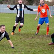 Blake Stangroome scores from Swaffham Town Reserves in their match against Aylsham Reserves Picture: EDDIE DEANE