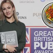 Chef Tiffany Long at the Great British Pub Awards 2022 and one of her dishes Picture: The Morning Advertiser (morningadvertiser.co.uk)/Instagram @tiffnorfolkchef
