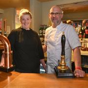Emily Phipps and Richard Crouch behind the new bar at The Angel at Watlington Picture: Sonya Duncan