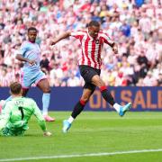 Sunderland’s Wilson Isidor scores their side’s first goal against Fulham (Owen Humphreys/PA)