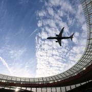 Flight-tracking service Flightradar24 estimated that the lead jet passed some 41 to 46 feet (12 to 14 metres) above the roof of Cape Town Stadium (AP)